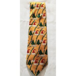Robert Talbott Parisian Tie Mens Gold Silk Christmas Santa Tree Holiday
